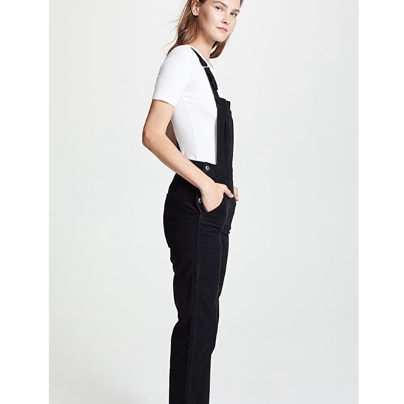 Adriano Goldschmied AG Gwendolyn Utility Overalls Corduroy Women’s Black Size XL - Picture 2 of 10